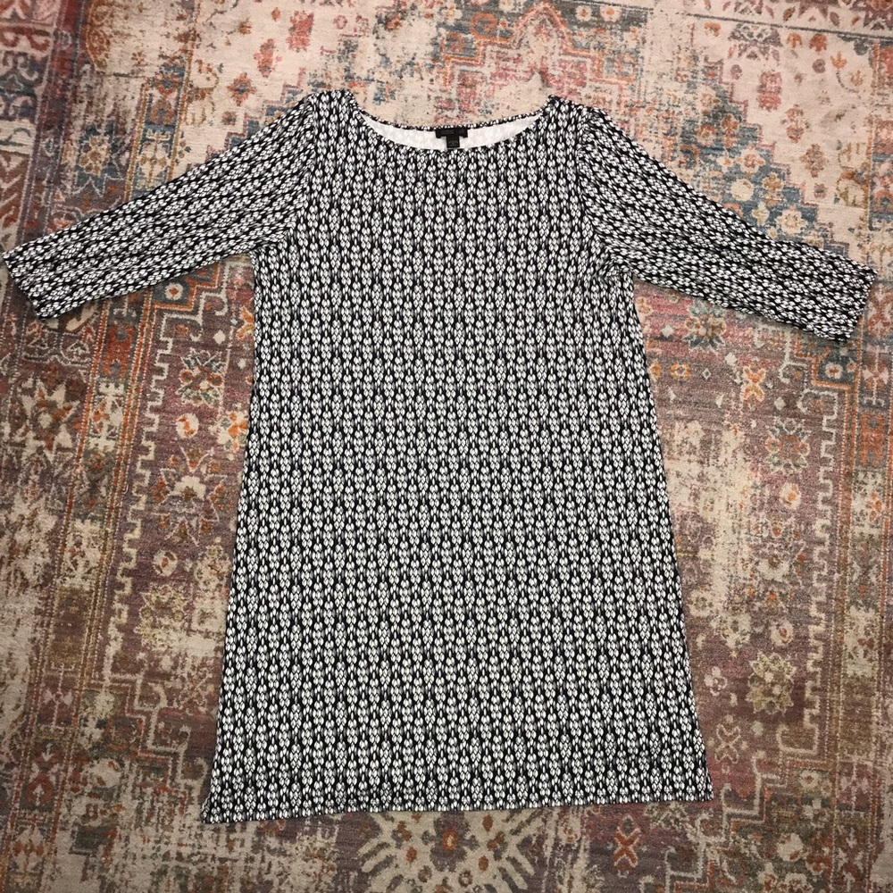 J. Jill Weaver Collection 3/4 Sleeve Dress Tunic White Gray Black Size Medium P